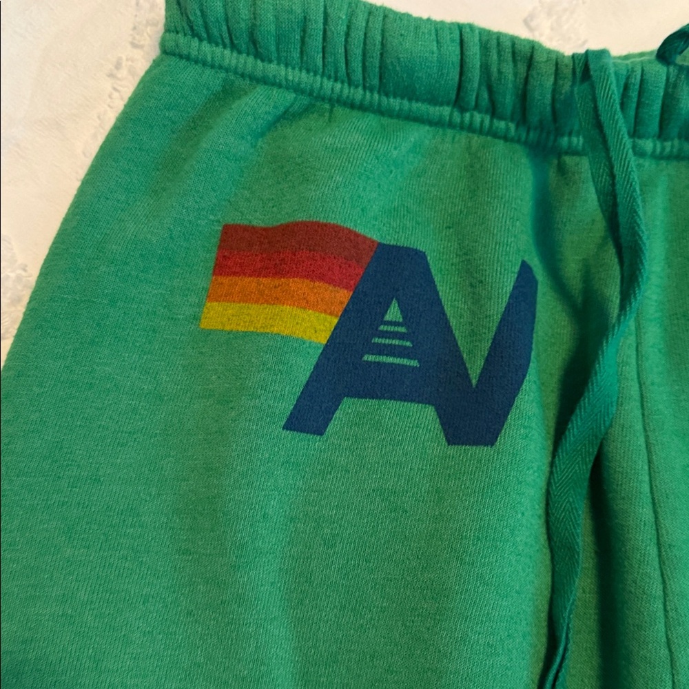 Aviator Nation Green Joggers with Rainbow Accent. NWOT. Brand new never worn